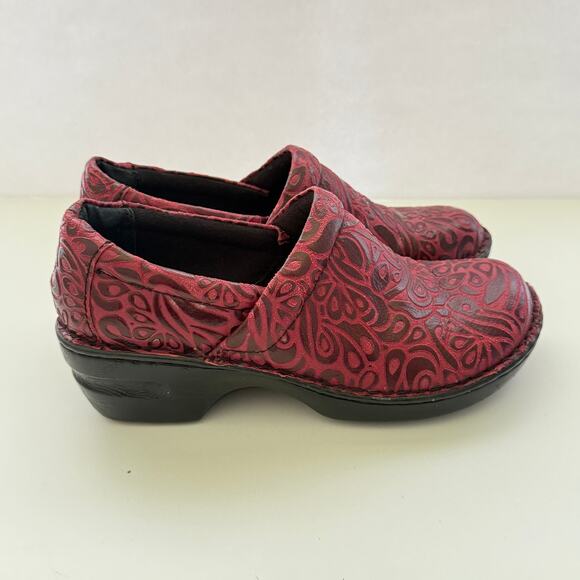 BOC Born Concept Peggy Paisley Leather Slip On Clogs Sz 8.5/40 Workwear Nursing - Picture 2 of 10